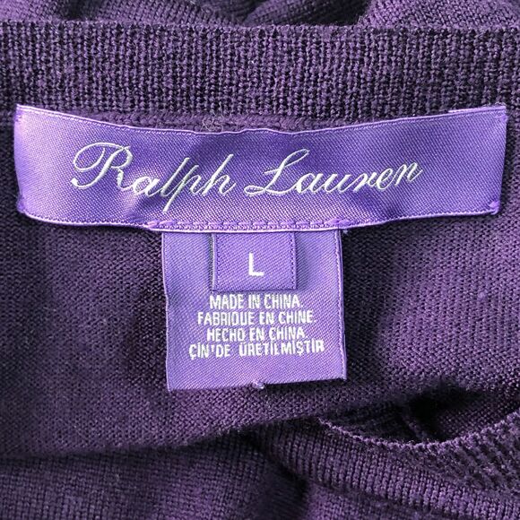 Ralph Lauren Purple Label Womens Size Large V-Neck Merino Wool Pullover Sweater - Picture 3 of 10